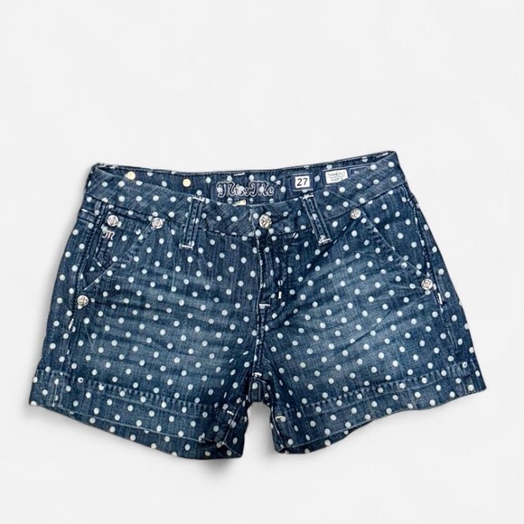 Miss Me Pants - Miss Me Blue Polka Dot Jean Shorts